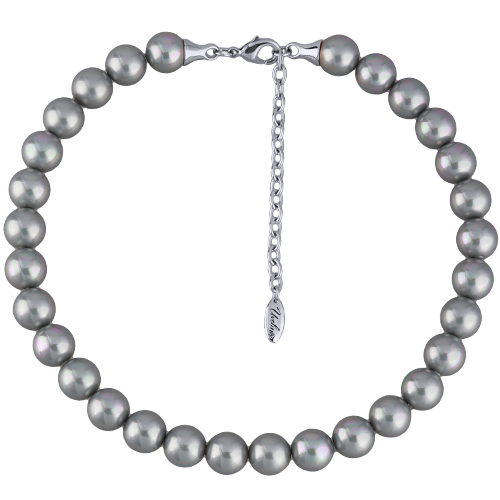 Бусы (Майорка 12мм серо-голубая; покрытие родий) 38-45см