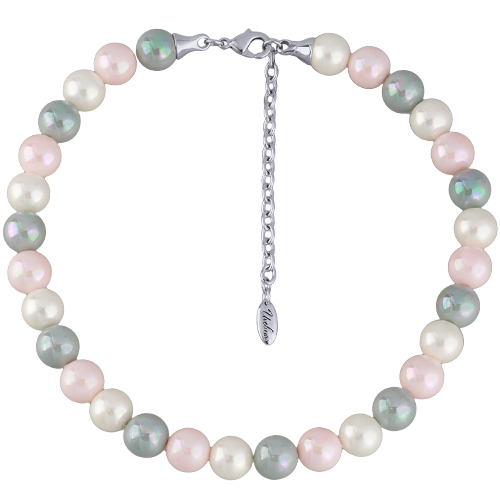 Бусы (Майорка 12мм микс; покрытие родий) 38-45см