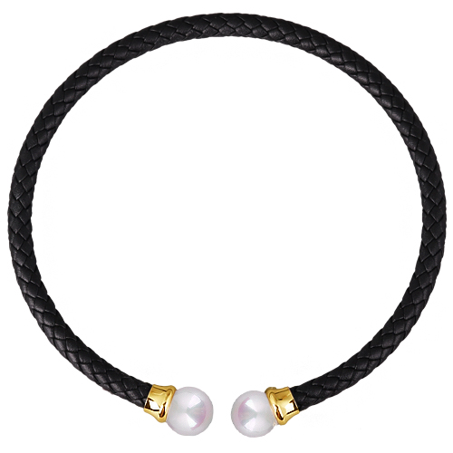 Колье-чокер Дуэт (Майорка 16мм белая; покрытие золото)