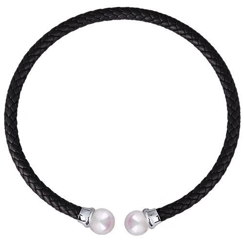 Колье-чокер Дуэт (Майорка 16мм белая; покрытие родий)