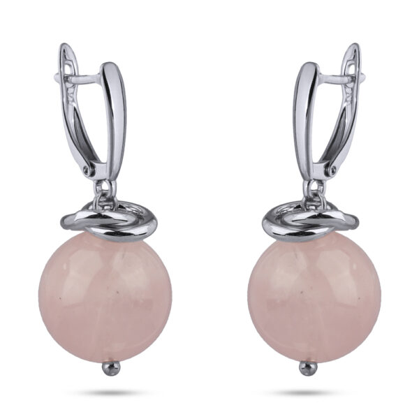 Серьги (морганит 12мм; покрытие родий)