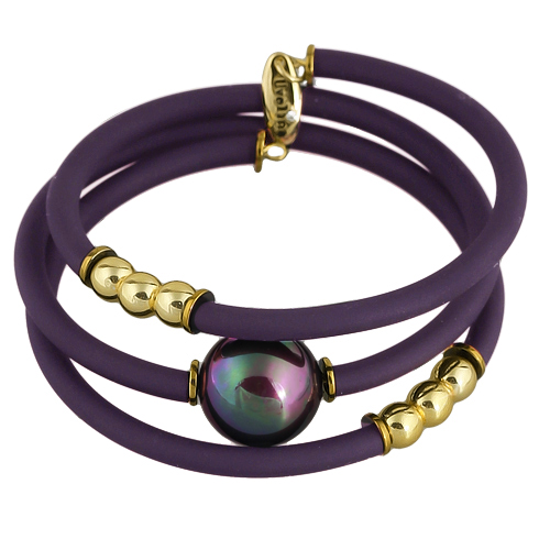 Браслет Гевея (Майорка 16мм бургунди хамелеон, каучук лиловый; покрытие золото)