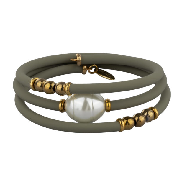 Браслет Гевея (Майорка 16*18мм медовая роса, оливковый; покр золото)