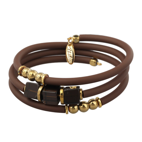 Браслет (раухтопаз, каучук шоколад; покрытие золото)