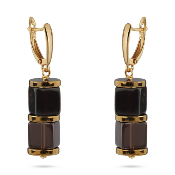 Серьги Селена (раухтопаз; покрытие золото)