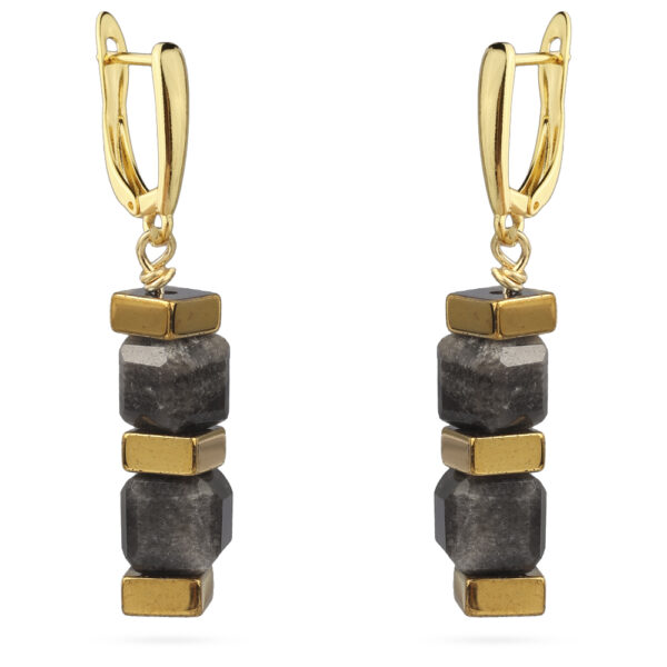 Серьги Гевея (агат; покрытие золото)