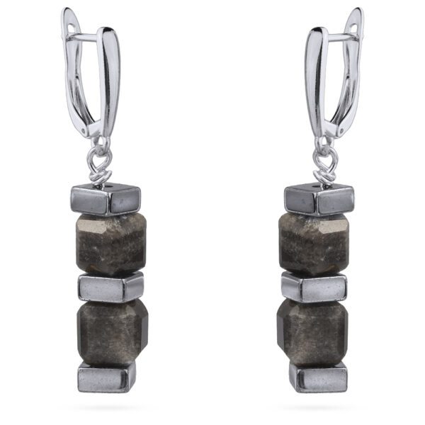 Серьги Гевея (агат; покрытие родий)