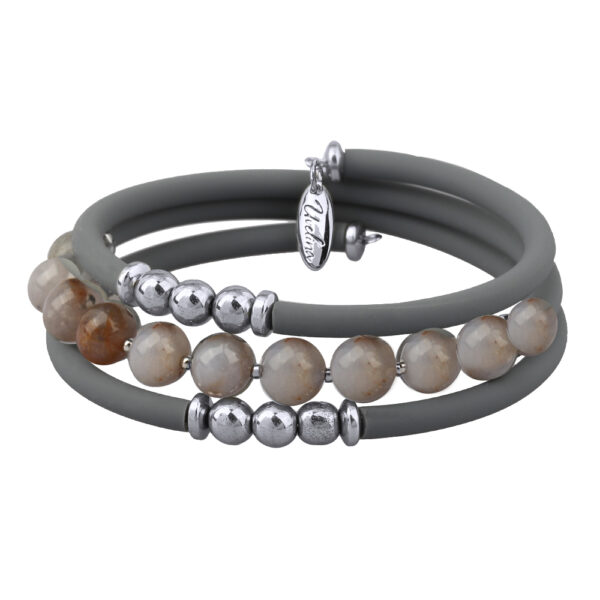 Браслет Гевея (опал, каучук серый; покрытие родий)