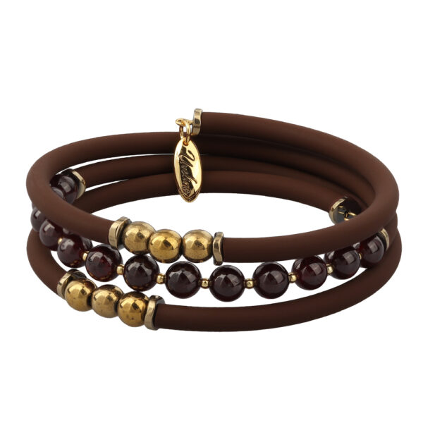 Браслет Гевея (гранат, каучук шоколад; покрытие золото)