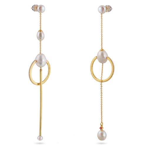 Серьги (жемчуг 5-11мм белый; покрытие золото)