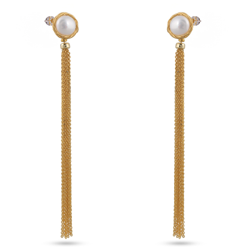 Серьги (жемчуг 11мм белый; покрытие золото)