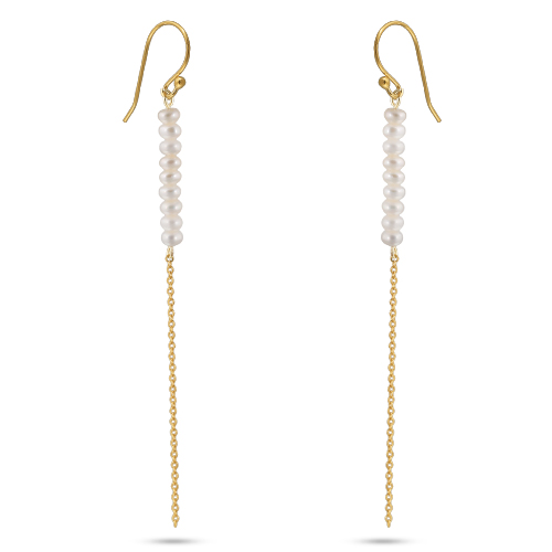 Серьги (жемчуг 5мм белый; покрытие золото)