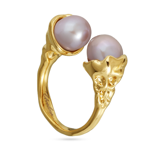 Кольцо (жемчуг нежно-розовый 8мм; покрытие золото)