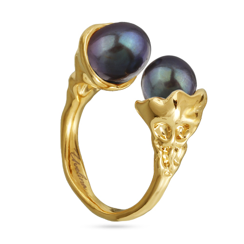 Кольцо (жемчуг бензиновый 8мм; покрытие золото)