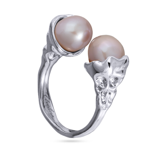 Кольцо (жемчуг нежно розовый 8мм; покрытие родий)