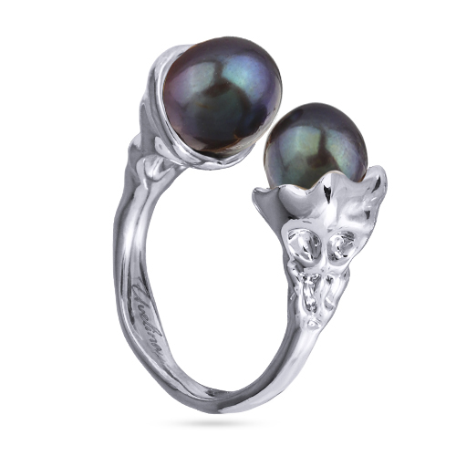 Кольцо (жемчуг бензиновый 8мм; покрытие родий)