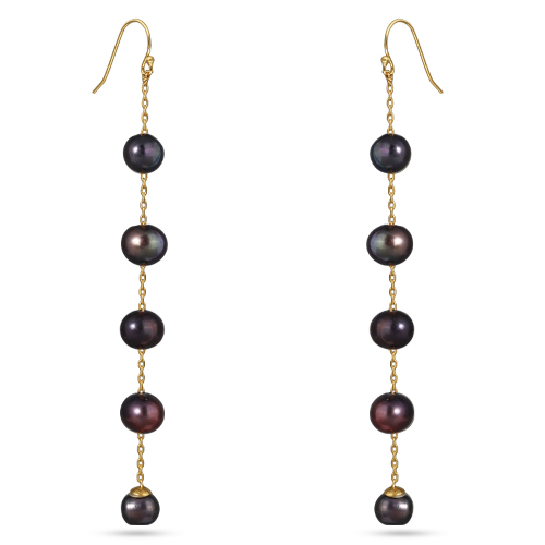 Серьги (жемчуг баклажановый 8мм; покрытие золото)