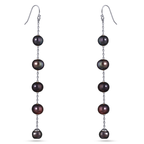 Серьги (жемчуг баклажановый 8мм; покрытие родий)