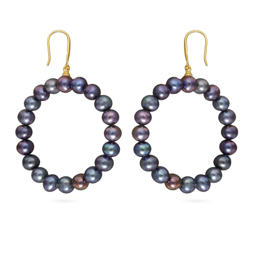 Серьги (жемчуг бензиновый 7мм; покрытие золото)