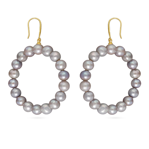 Серьги (жемчуг светло-серый 7мм; покрытие золото)