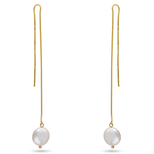 Серьги (жемчуг барочный белый 12мм; покрытие золото)