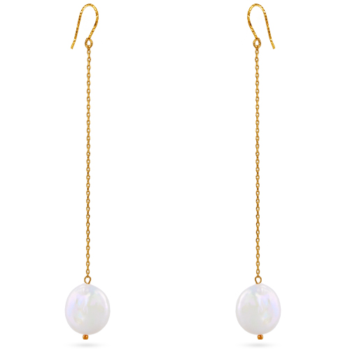 Серьги (жемчуг барочный белый 15мм; покрытие золото)