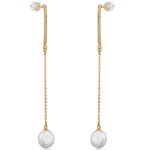 Серьги (жемчуг белый 10мм; покрытие золото)