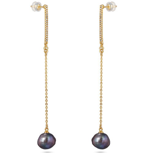 Серьги (жемчуг бензиновый 10мм; покрытие золото)