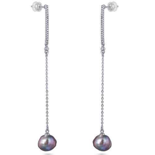 Серьги (жемчуг бензиновый 10мм; покрытие родий)