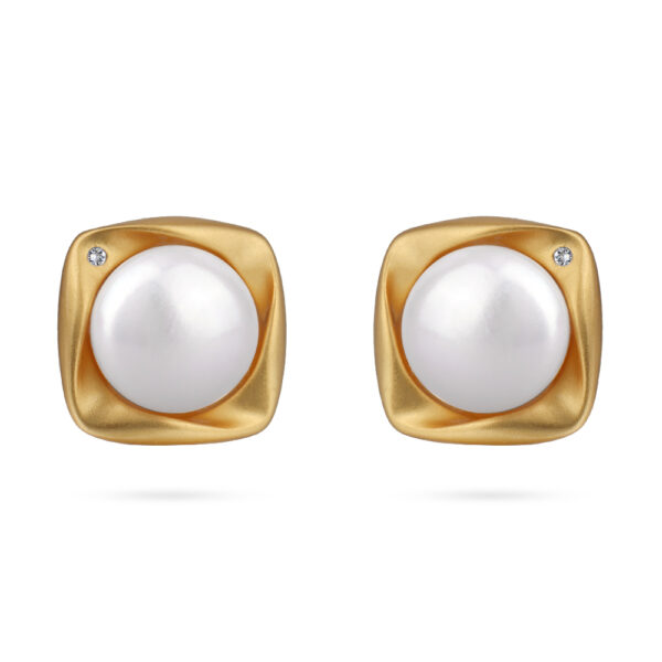 Серьги (жемчуг белый; покрытие золото)