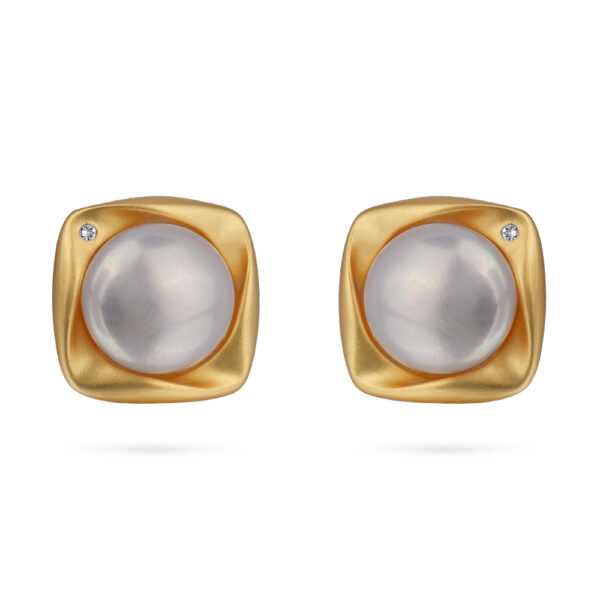 Серьги (жемчуг серо-голубой; покрытие золото)