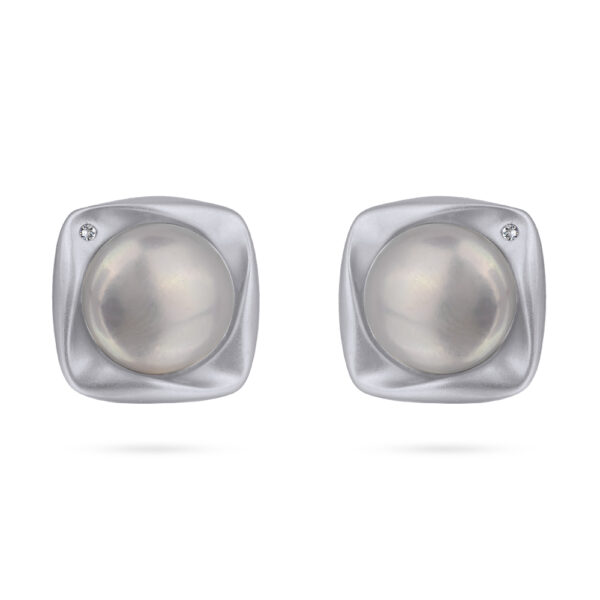 Серьги (жемчуг серо-голубой; покрытие родий)