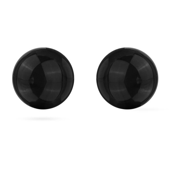 Пусеты (муранское стекло черное 10-12мм; покрытие родий)