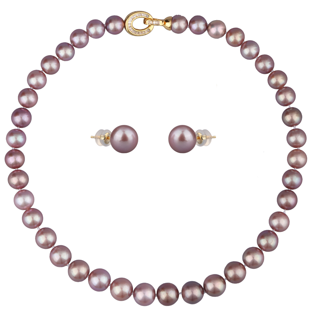 Комплект Эдисон мускат (жемчуг 10-12мм; покрытие золото) 44-46см
