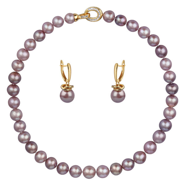 Комплект Эдисон мускат (жемчуг 10-12мм; покрытие золото) 45см