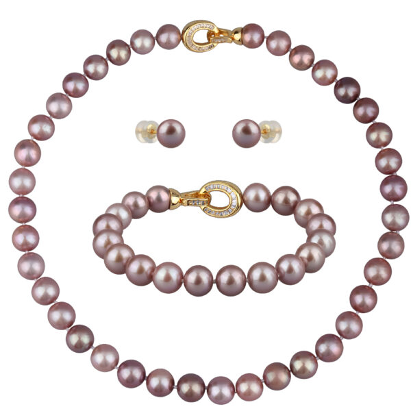 Комплект Эдисон мускат (жемчуг 10-12мм; покрытие золото) 44-46см