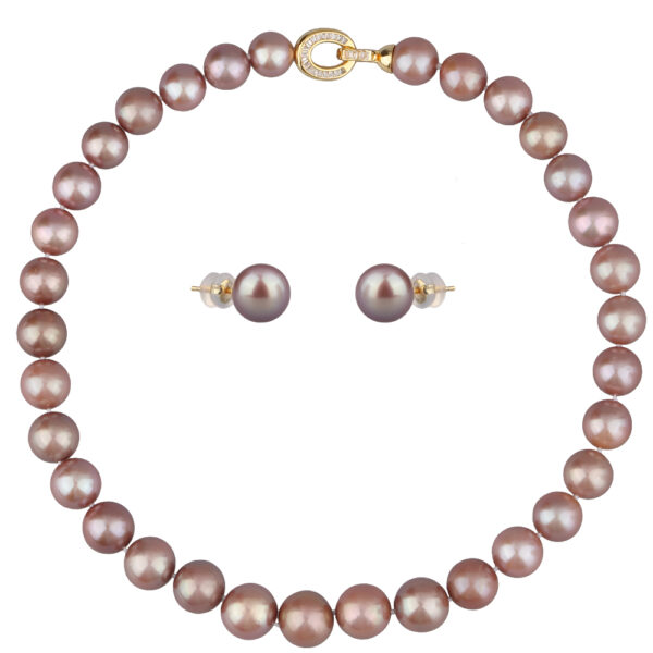 Комплект Эдисон карамель (жемчуг 11-14мм; покрытие золото) 45см