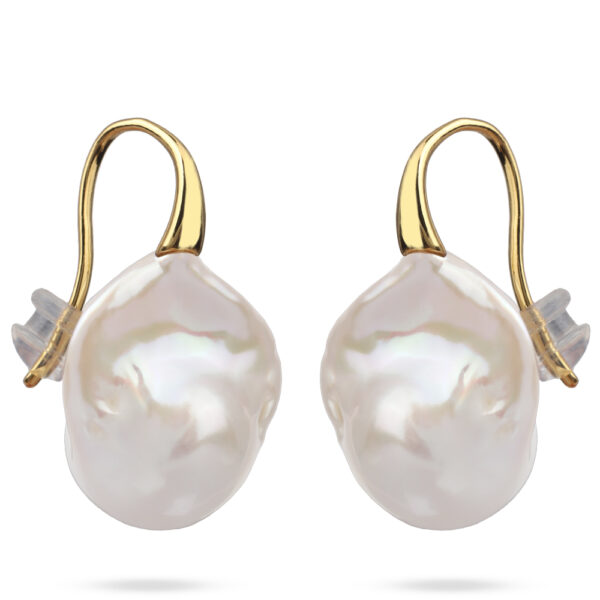 Серьги Барокко (жемчуг белый 23мм; покрытие золото)