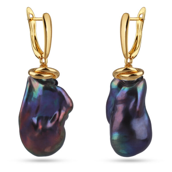 Серьги Барокко (жемчуг бензиновый; покрытие золото)