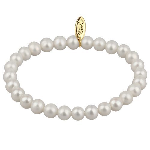 Браслет (жемчуг белый 7-8мм; покрытие золото)