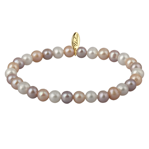 Браслет (жемчуг розовый микс 7-8мм; покрытие золото)