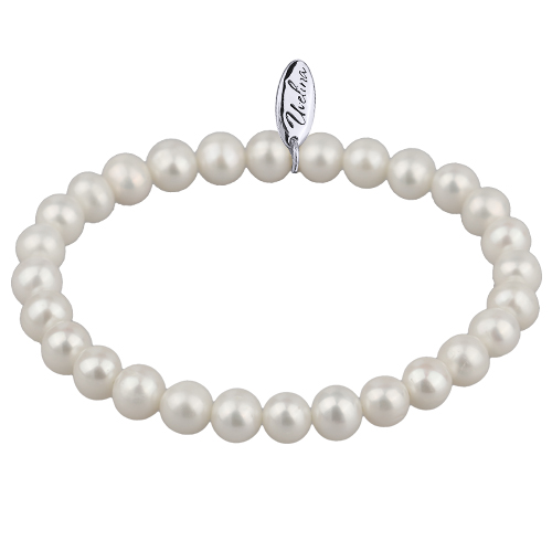 Браслет (жемчуг белый 7-8мм; покрытие родий)