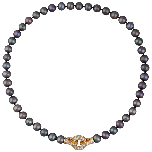 Колье (жемчуг шоколад микс 8-9мм, фианит; покрытие золото) 40см