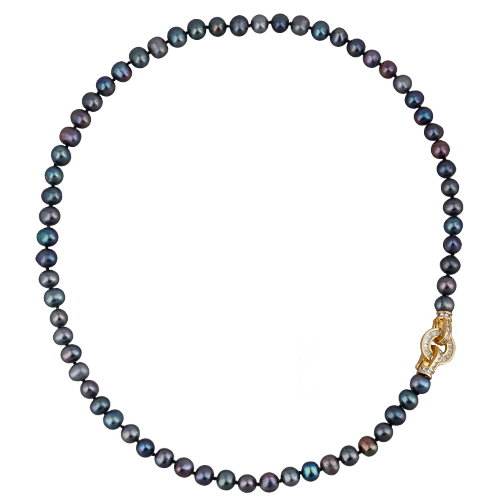 Колье (жемчуг бензиновый 8-9мм, фианит; покрытие золото) 55см