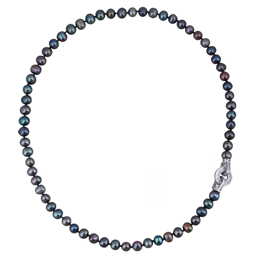 Колье (жемчуг бензиновый 8-9мм, фианит; покрытие родий) 55см