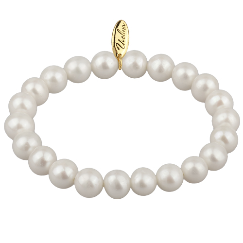 Браслет (жемчуг белый 9-10мм; покрытие золото)