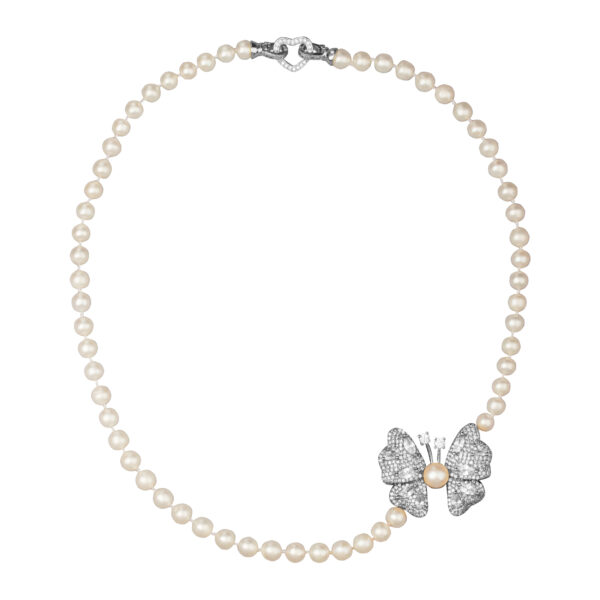 Колье (жемчуг белый 7мм, белый фианит; покрытие родий) 48см