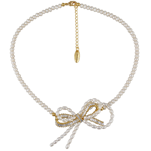 Колье-чокер (жемчуг белый 5мм; покрытие золото) 38-43см