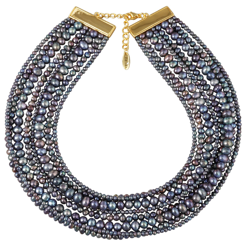 Колье Виктория (жемчуг бензиновый 3-6мм; покрытие золото) 36-40см