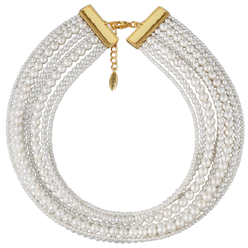 Колье Виктория (Майорка белая 3-6мм; покрытие золото) 36-40см